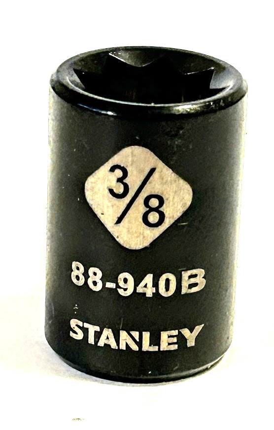 Stanley 3/8" x 3/8"  Standard Socket 88-940B - 8 Pt  Black Chrome  Free USA Ship