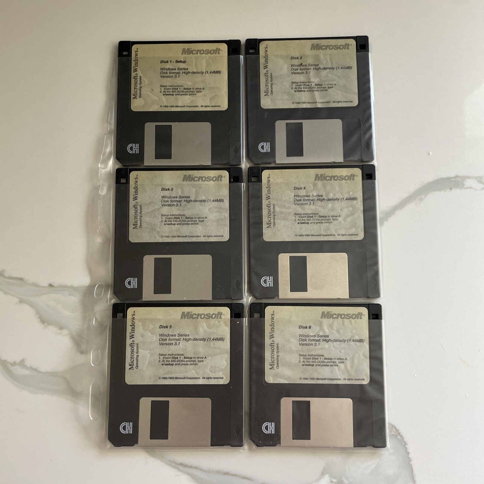 Microsoft Windows 3.1 Operating System 3.5" Floppy Disk Set English