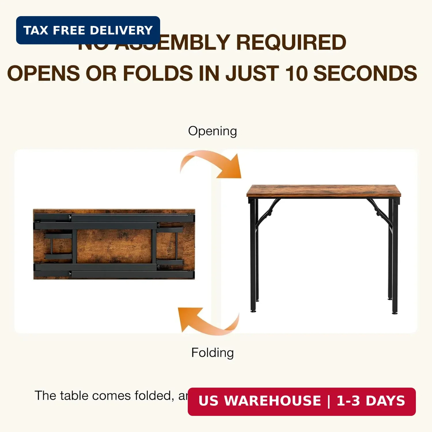 Small Computer Desk Folding Table - 35.8" Foldable Office Desk, No Assembly