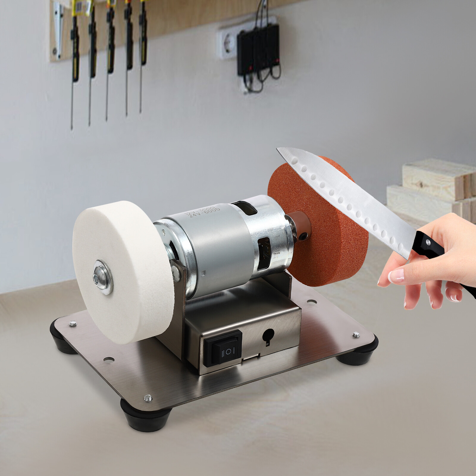 Electric Benchtop Grind Sander Adjustable Variable Speed Table Grinding Machine