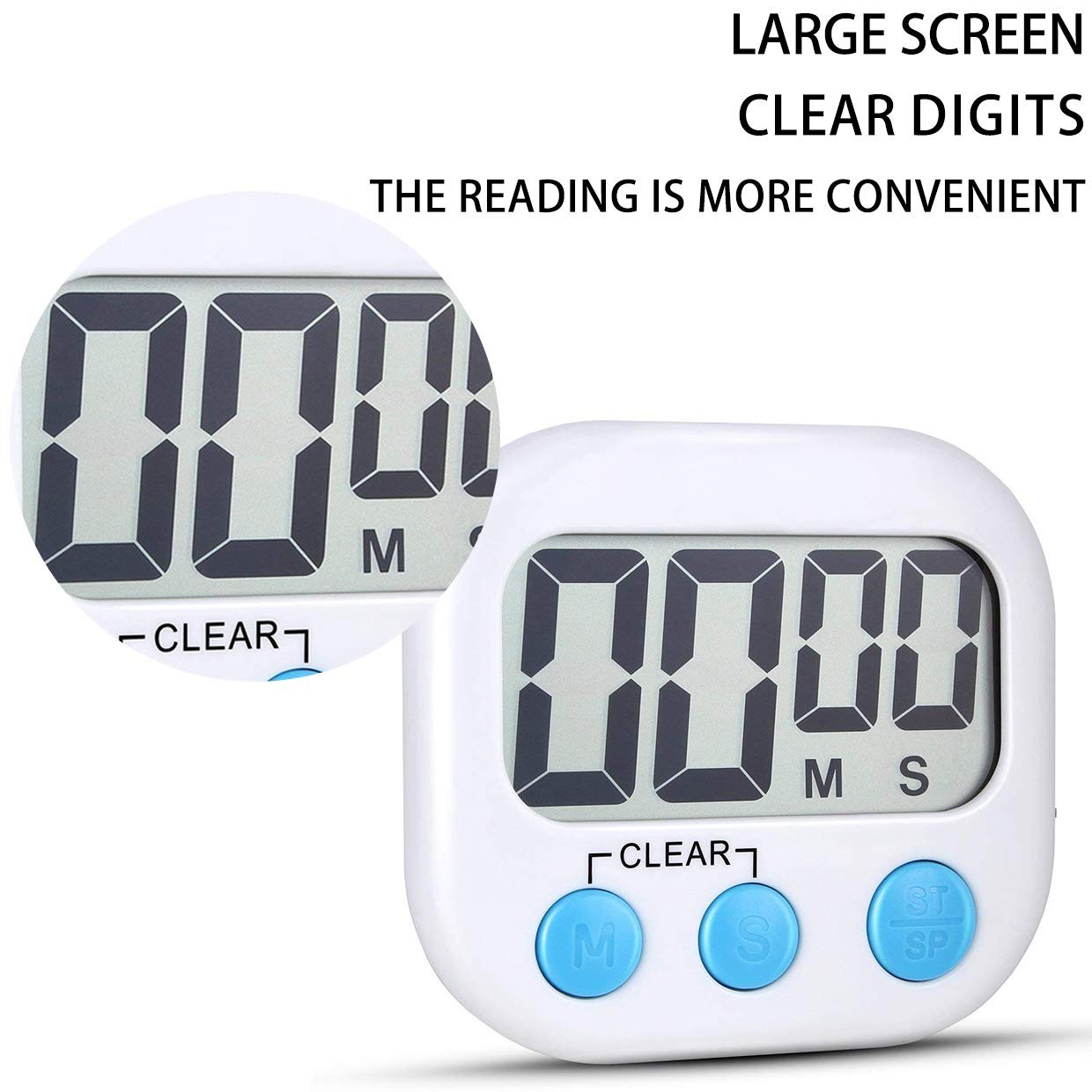 2 Pack Digital Kitchen Timer Big Digits Loud Alarm Cooking Timers for Baking