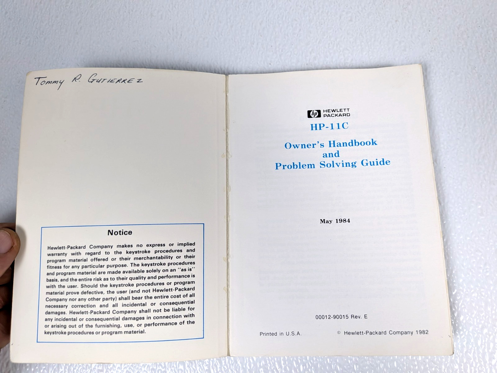 Hewlett-Packard HP-11C Owner’s Handbook And Problem-Solving Guide