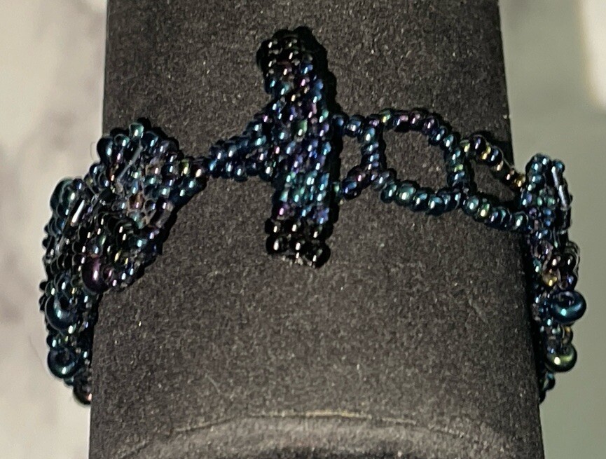Hand Crafted Blue Micro Beaded 7" Bracelet JH-3