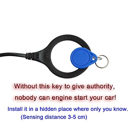 Car Alarm System RFID Push Engine Start Button & Keyless Go System Blue Key