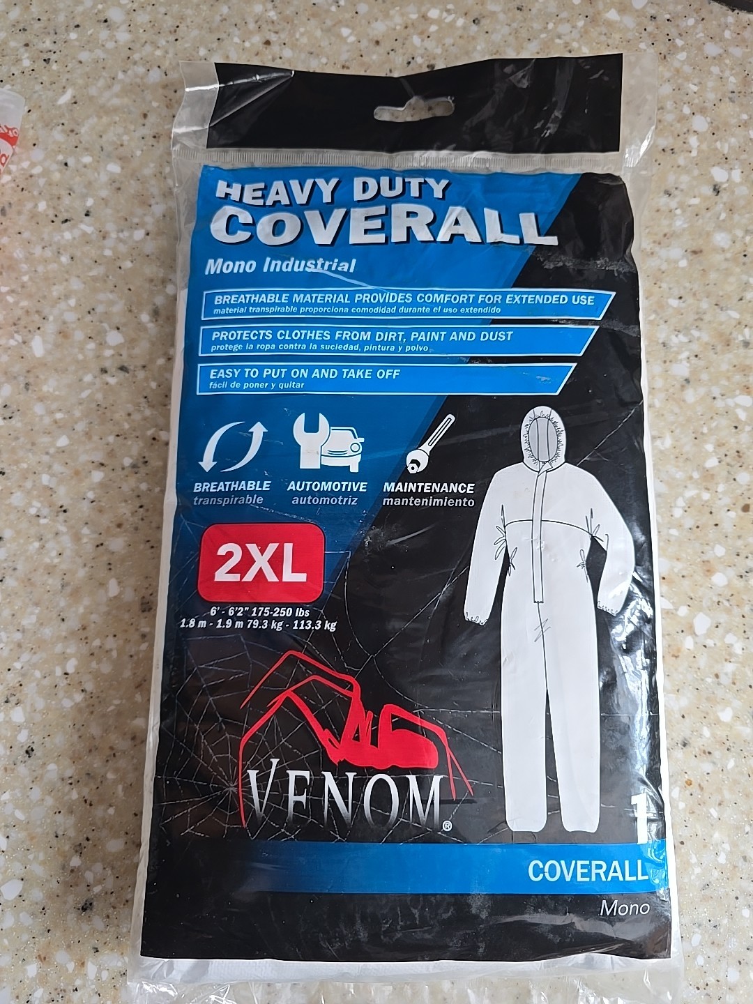 Venom Heavy Duty Disposable Coverall Cover All Painting Hooded Jumpsuit 2XL