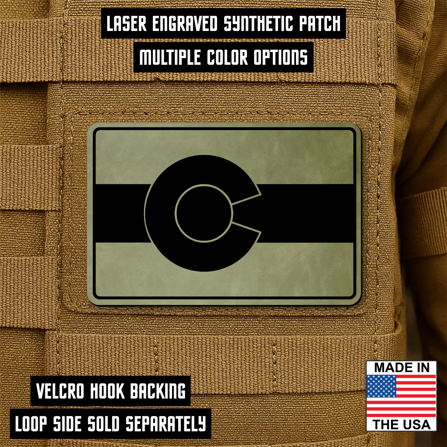 Tactical Colorado State Flag Morale Patch, 2x3" Hook & Loop Plate Carrier Patch