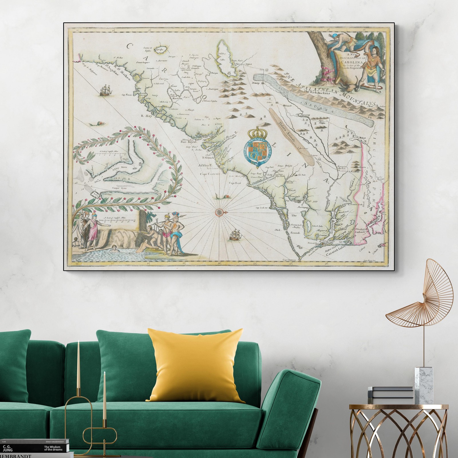 1673 First Map of Carolina – Early Colonial Settlements & Indigenous Lands