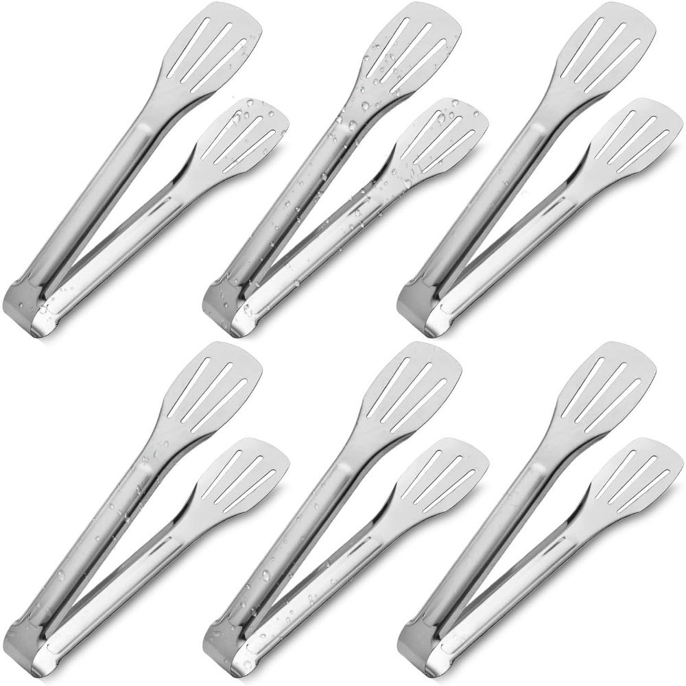 Serving Tongs Set of 6 Stainless Steel Food Tongs 7 Inch Small Utility Tongs for