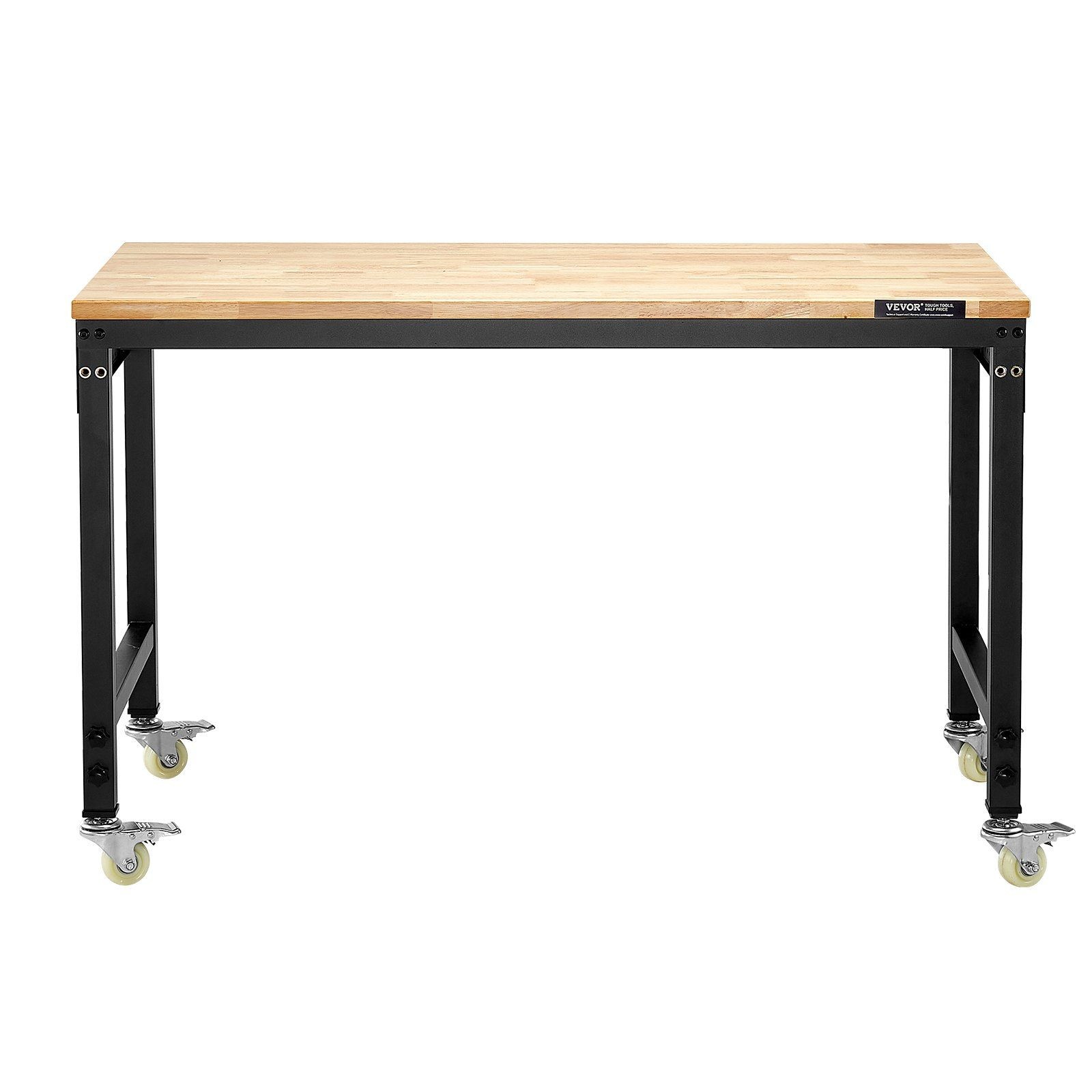 48in 2000lb Workbench with Power Outlet & Pegboard, Oak Top, Adjustable
