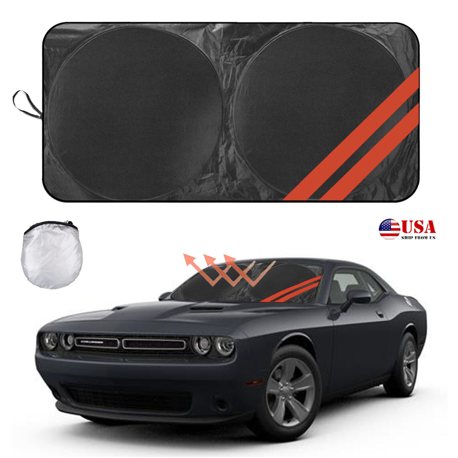 For Dodge Challenger Car Windshield Sun Shade Foldable UV Block Front Cover M7