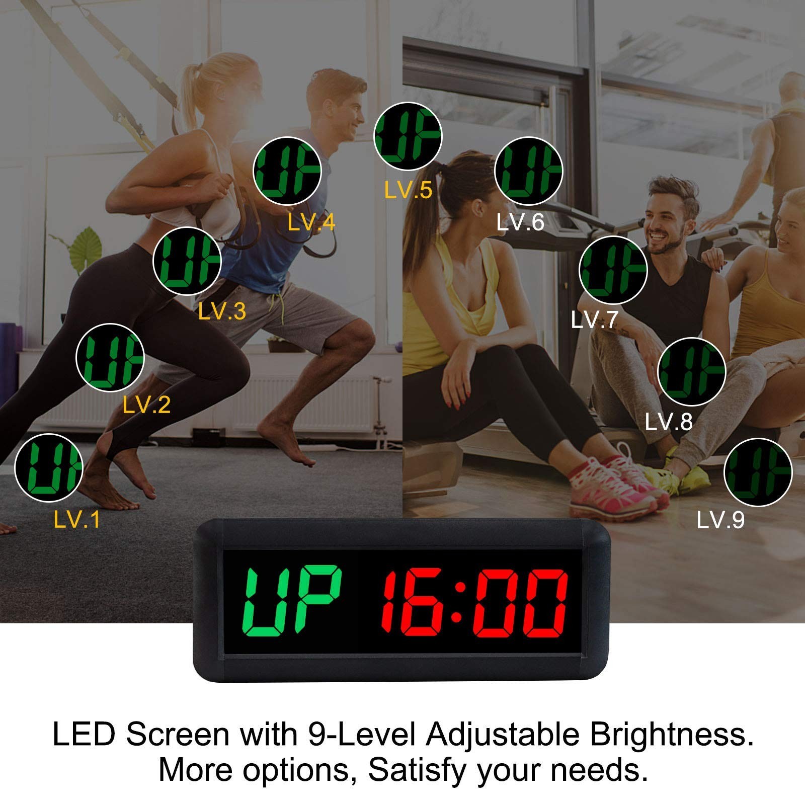 Gym Timer, LED Interval Timer with Remote, Count Down/Up Clock, Stopwatch, Wo...