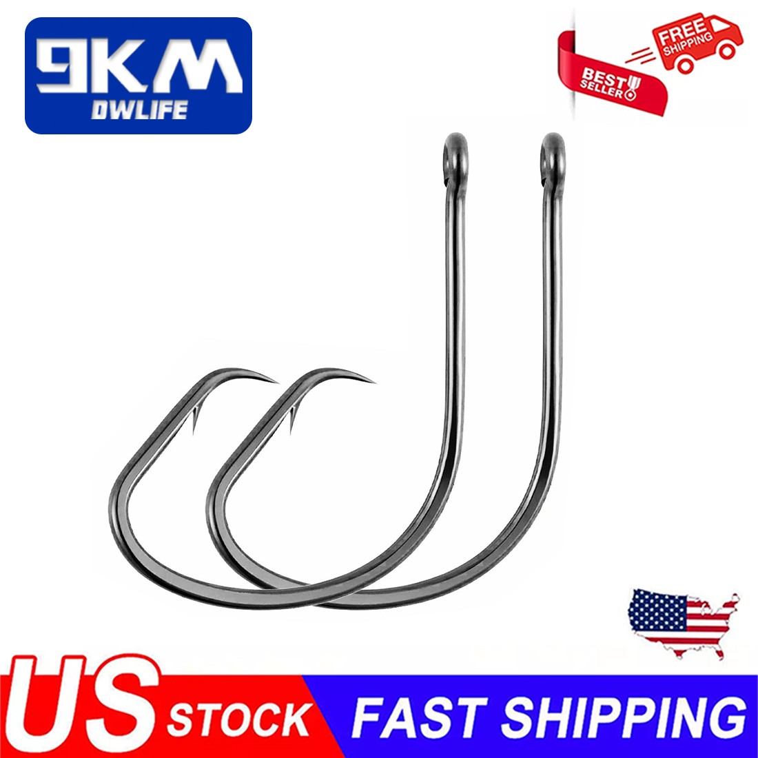 100Pcs Circle Hooks Offset Fishing Hooks Saltwater Catfish Hooks For Live Baits
