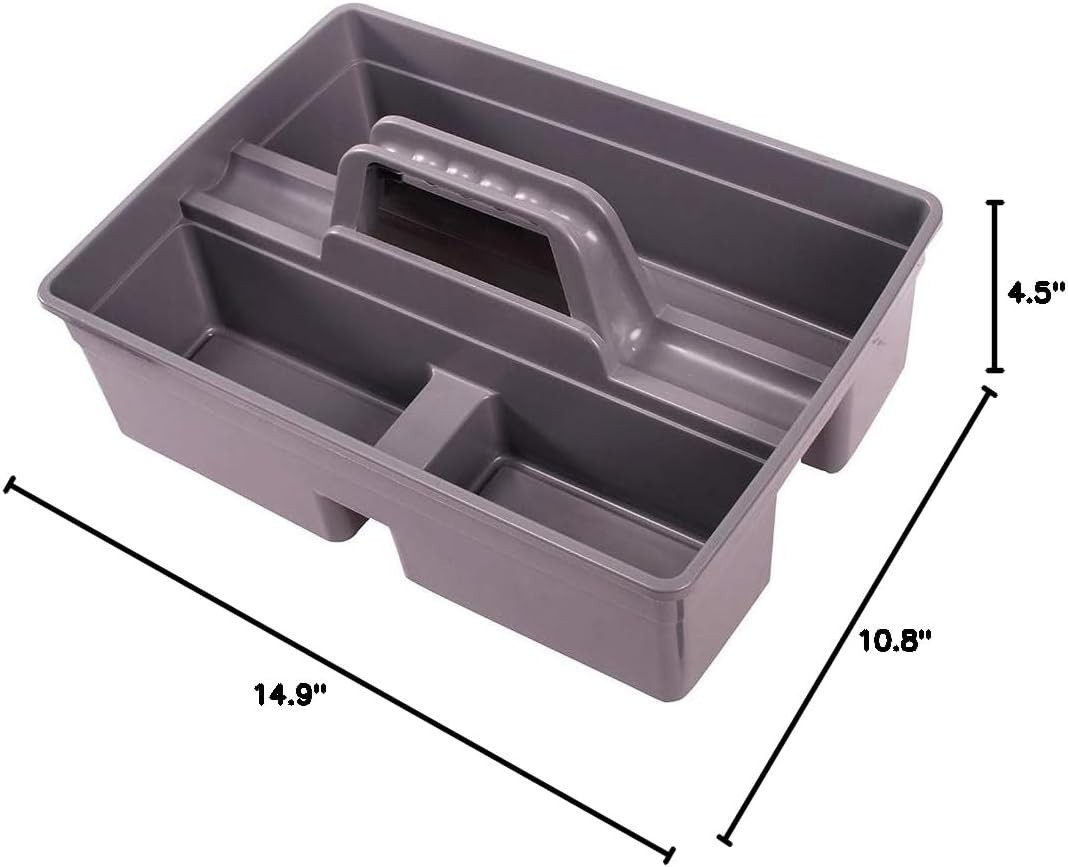 Plastic Storage Tray Tote- Versatile Multiuse Caddy with Attached Portable Ha...