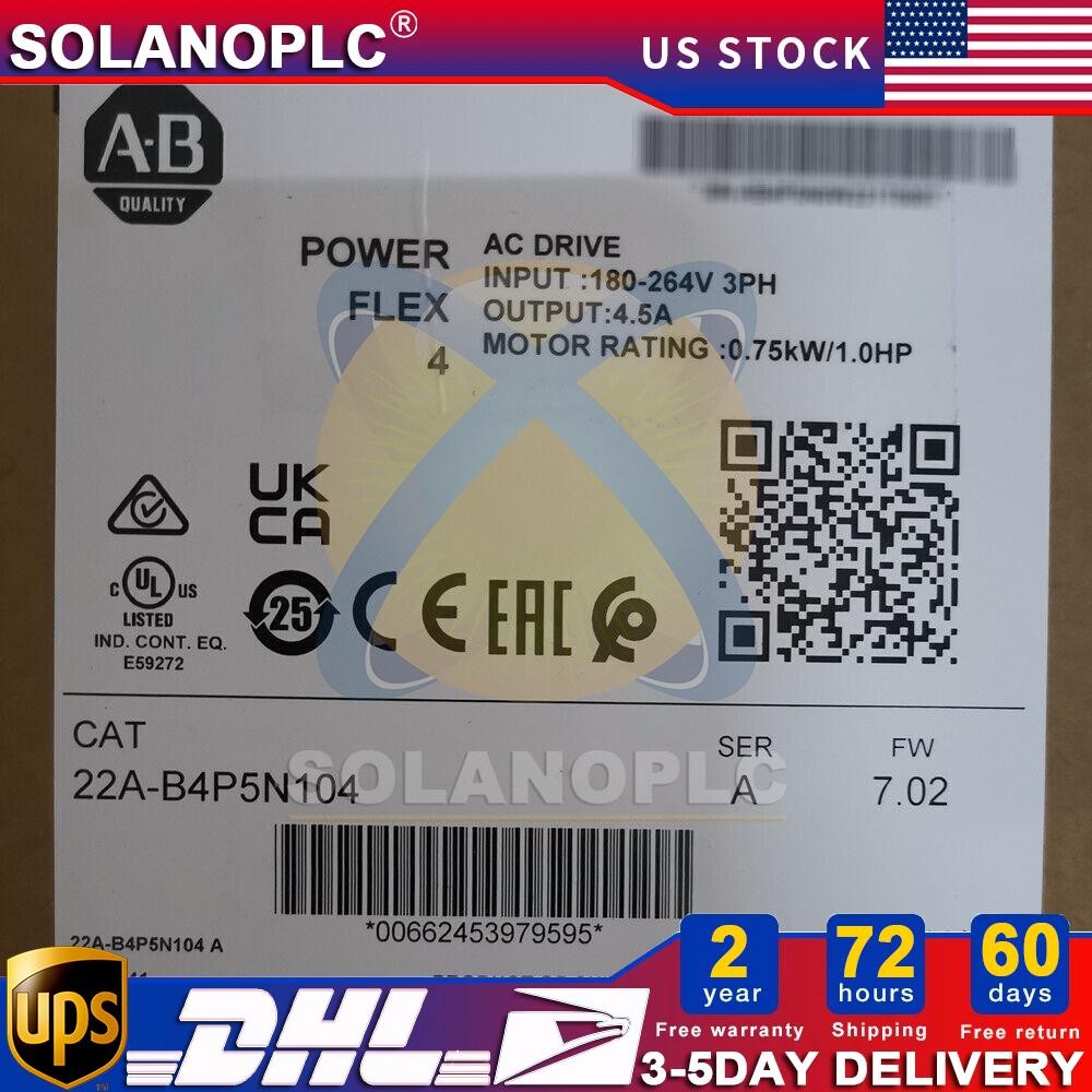 Allen-Bradley 22A-B4P5N104 Sealed PowerFlex 4 240V 3P 1HP AC Drive US Free Tax
