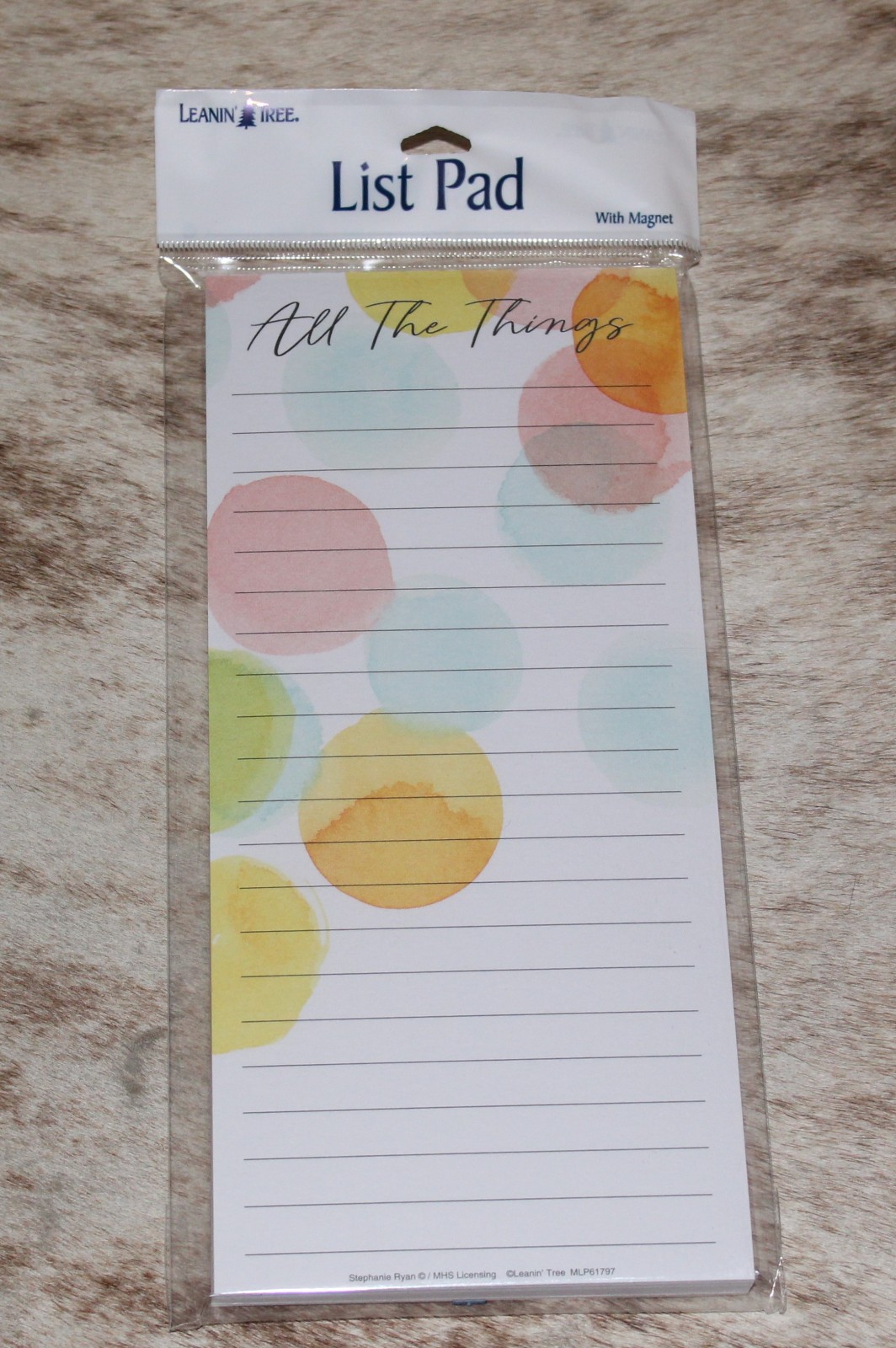 LEANIN TREE "All The Things"~Bright Colorful Spots~Magnetic List NotePad~#61797