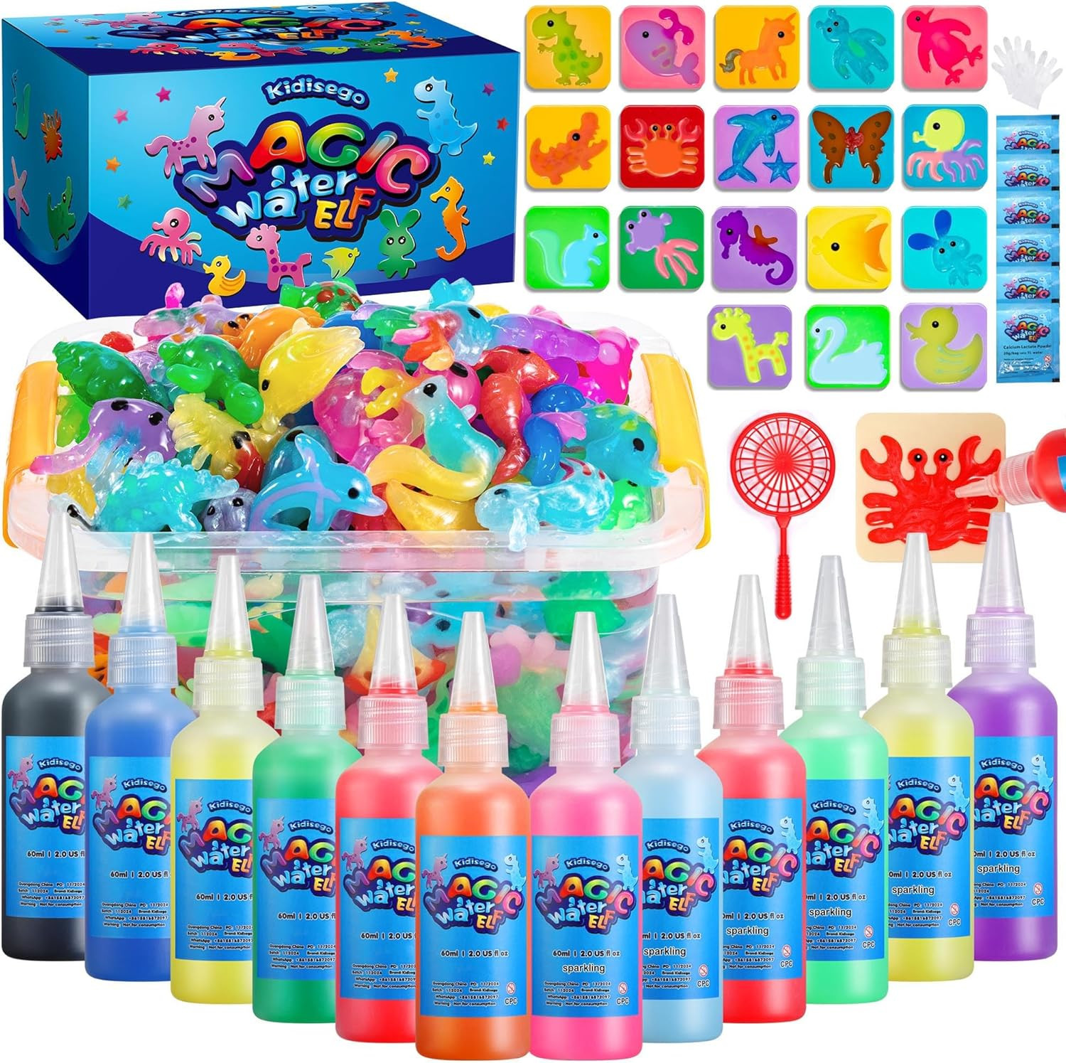 Aqua Fairy Water Gel Kit for Kids, Magic Water Elf Toy Kit with 12 Colors 18 Mol