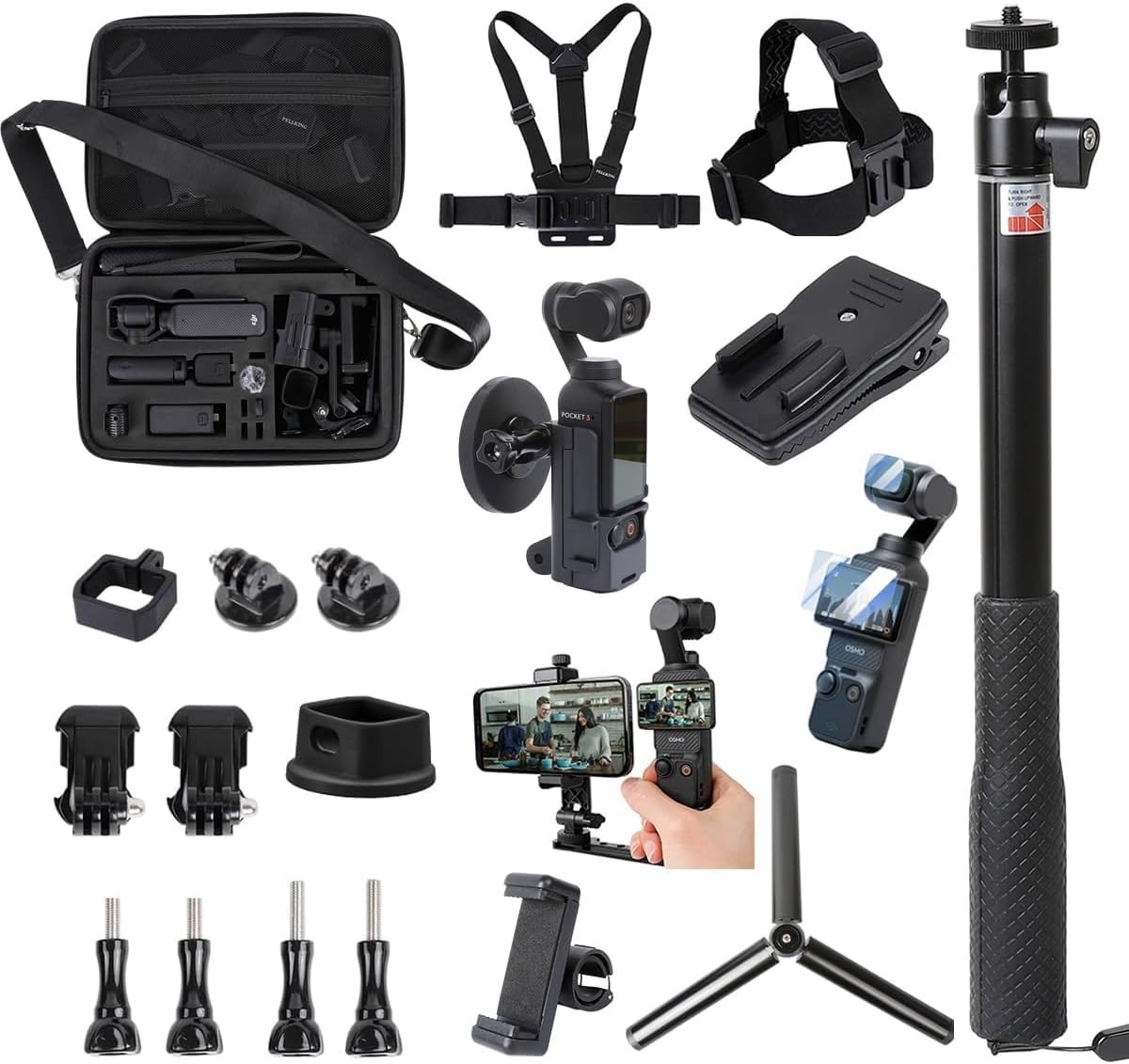 OSMO Pocket 3 Bundle - Tripod, Chest Mount, Screen Protector]]