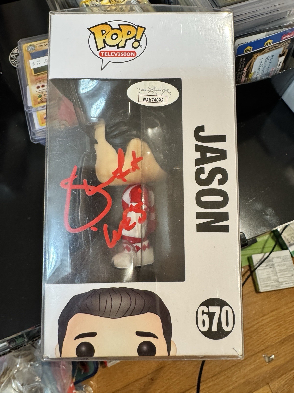 Signed Funko Pop MMPR Power Rangers Red Ranger Jason 670 PSA Coa!