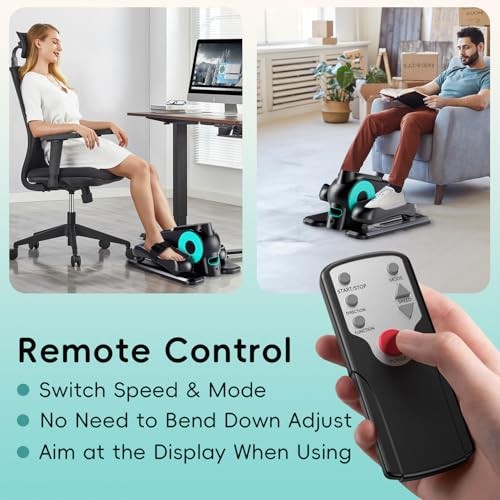 Under Desk Oval Machine - Oval Leg Exerciser for Elderly Assembly - Quiet Cyan