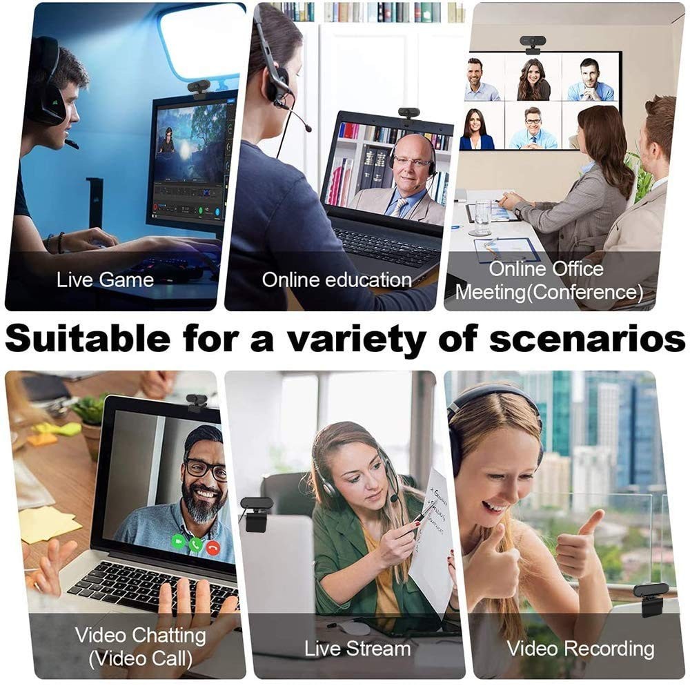 Computer Camera PC Webcam Full HD 1080p 360 Degrees Wide Angle 30fps Video US...