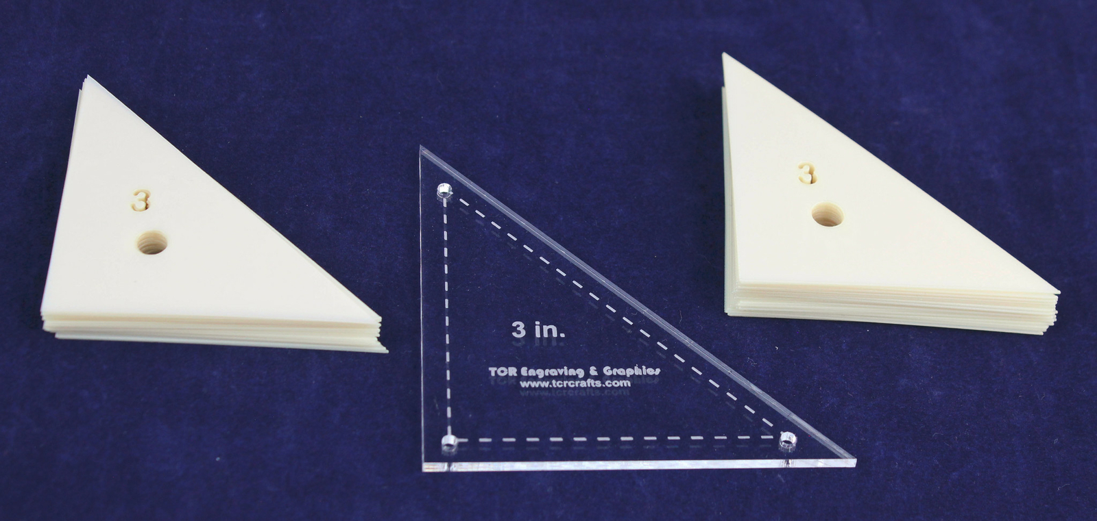 Mylar 3" Right Triangle- 51 Piece Set  - Quilting / Sewing Templates -
