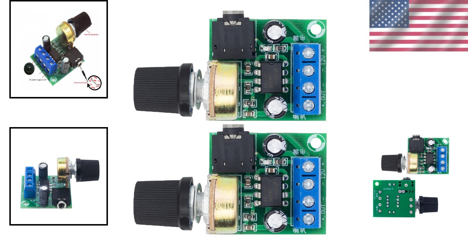 2X 10W Mini Audio Amplifier Module, Adjustable DC 3-12V, and Compliant