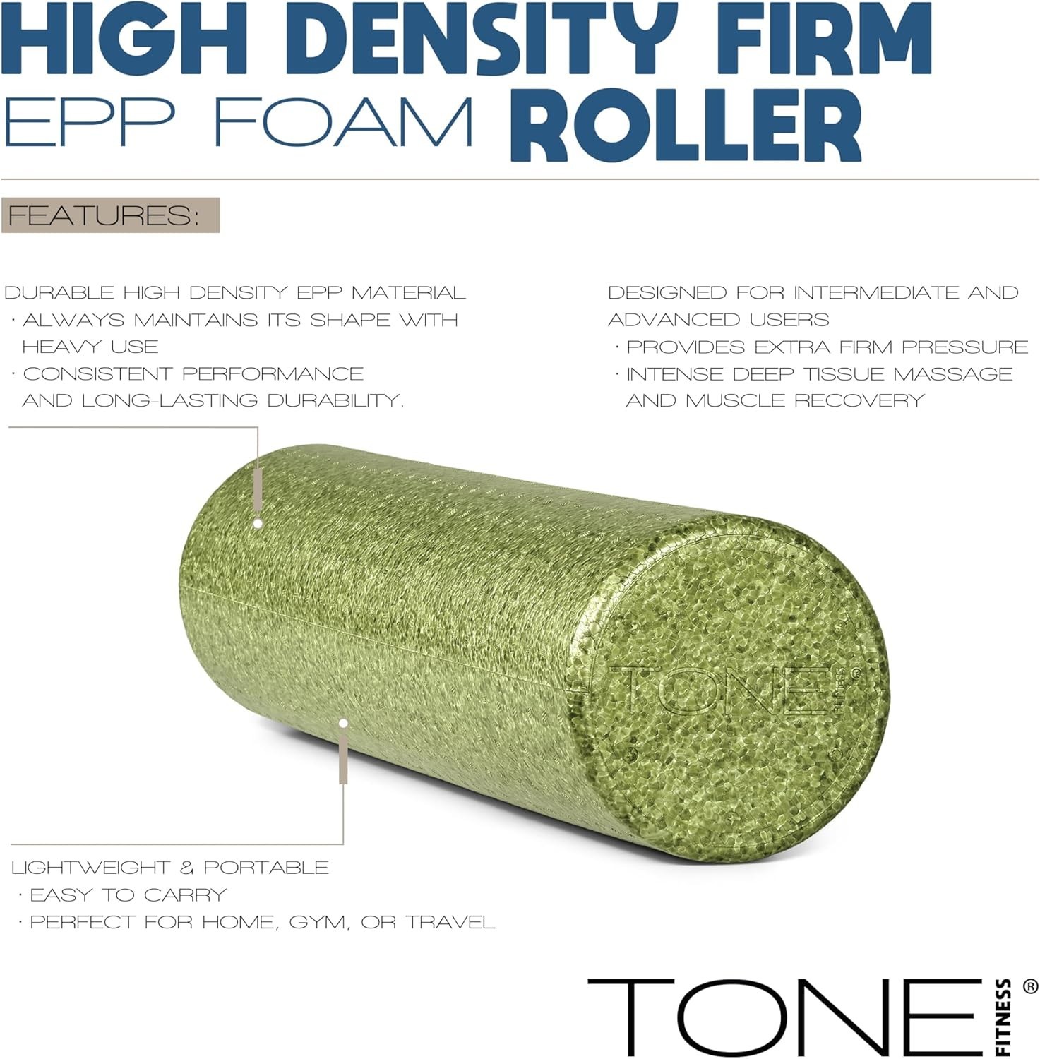 High Density EPP Foam Exercise Foam Roller for Yoga, Pilates, Stretching, Mas...