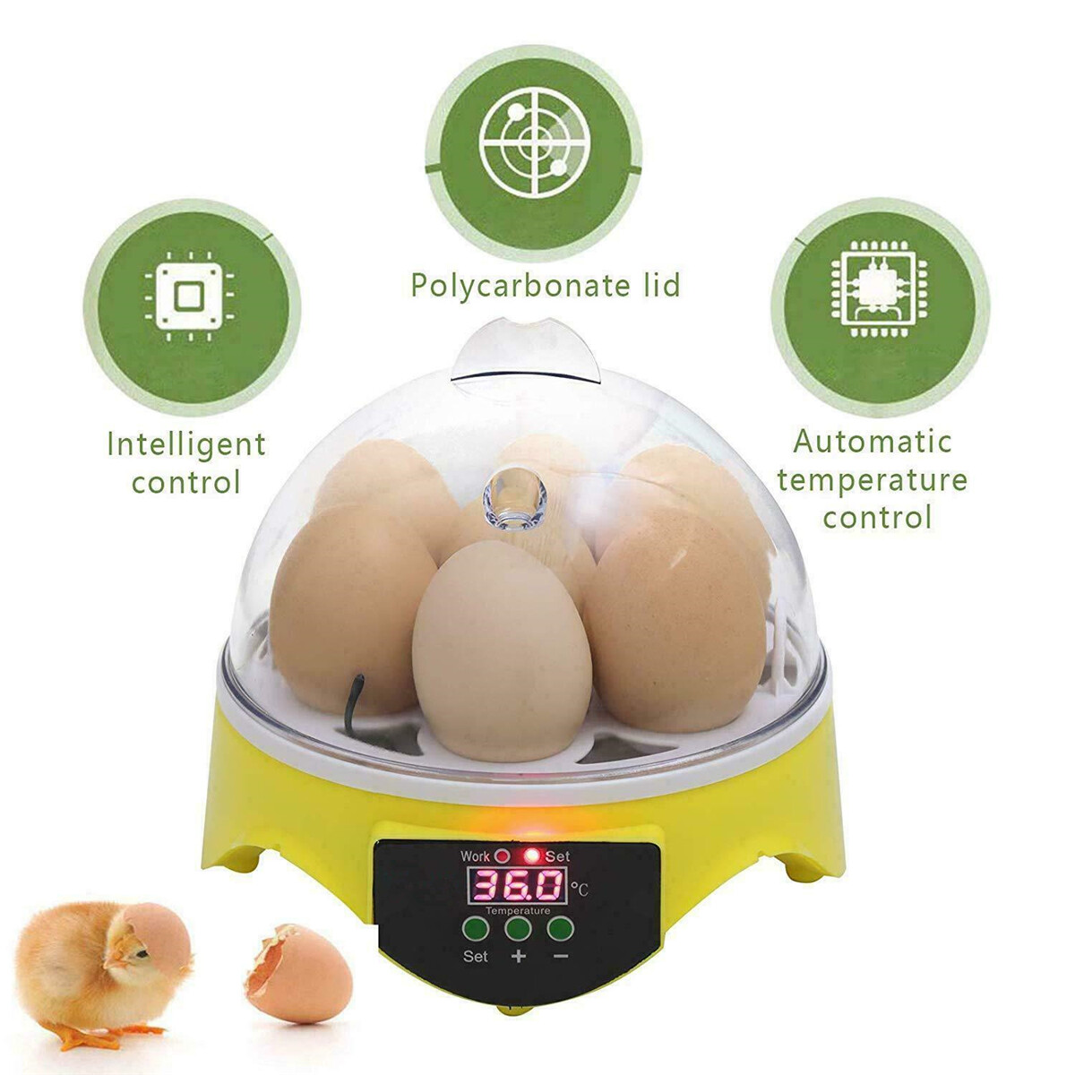 7 Eggs Automatic Digital Egg Incubator Chicken Bird Hatchers Temperature Control