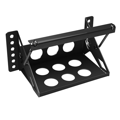 Metal Battery Tray Box, Universal Metal Steel Bolt-in Battery Mounting Black