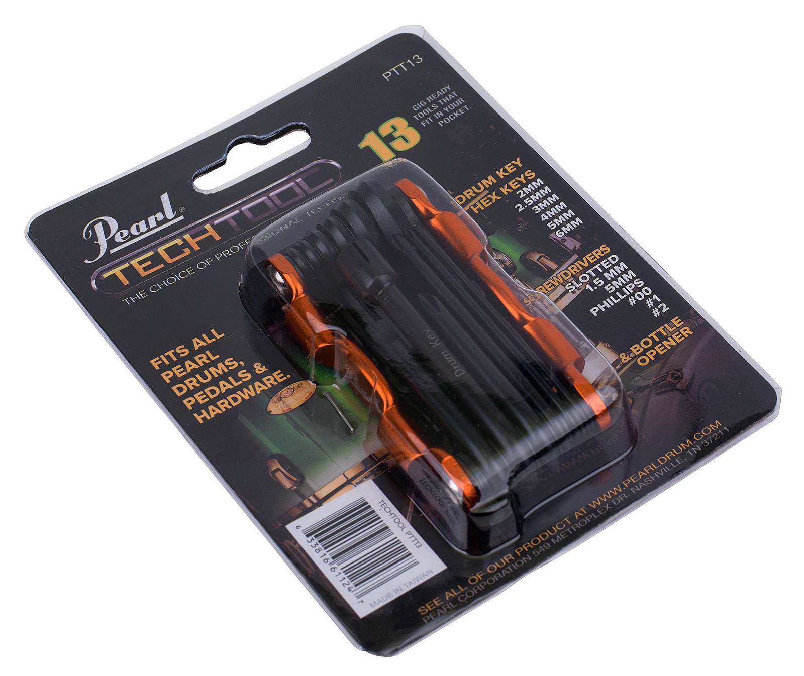 Pearl Tech Tool Combination Drum Key And Drum Set Multi-Tool Five Screwdrivers