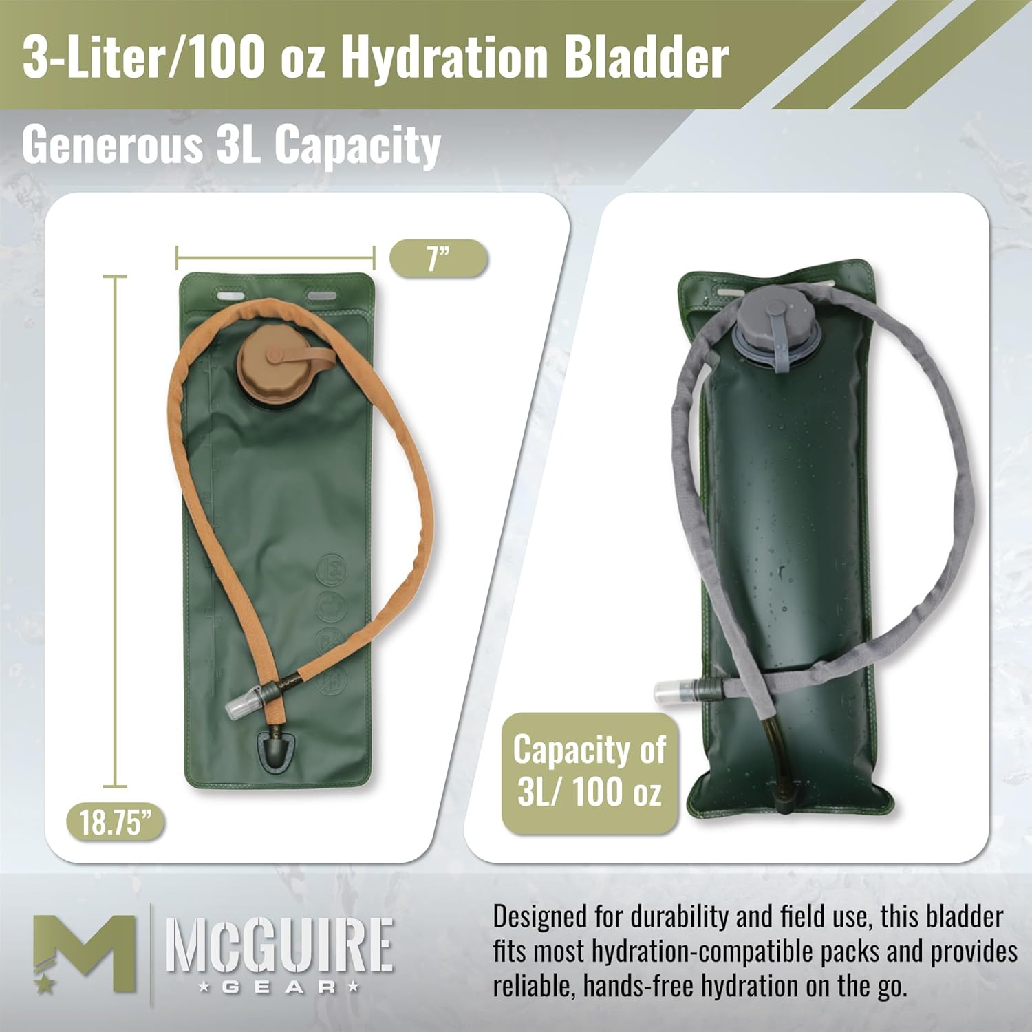 Hydration Bladder, 3L/100 Oz. Water Bladder, Leak Proof Hydration Pack, Water Re