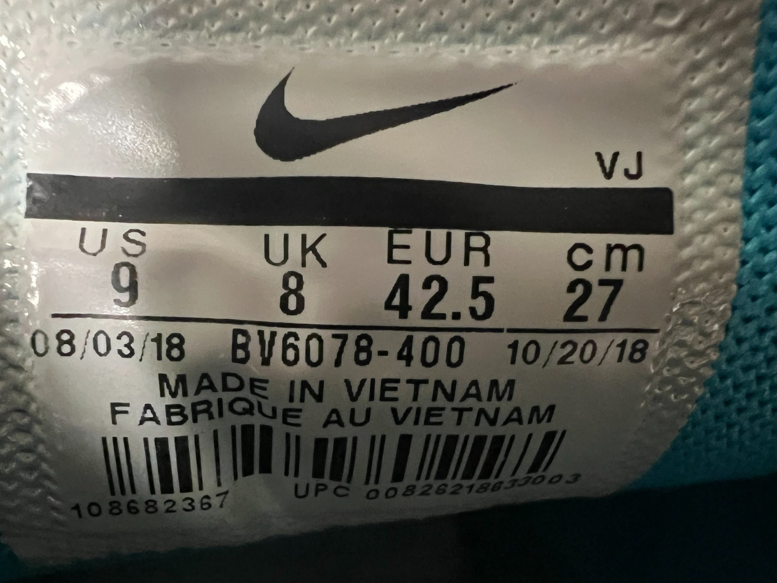 Nike Air Max270 South Beach BV6078400 Mens 9 Blue Running Shoes (No Insoles)