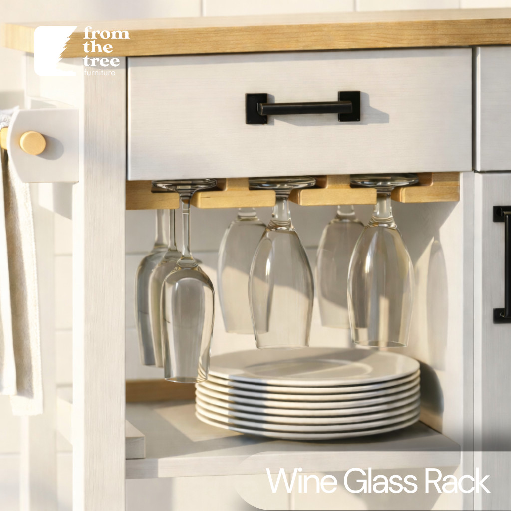 Pine Wood Kitchen Storage Cabinet Island Cart