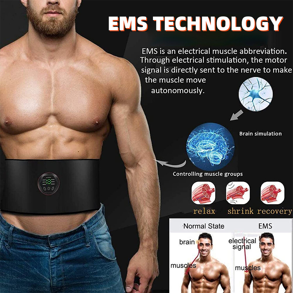 43"-59" EMS Abdominal Muscle Toning Trainer ABS Stimulator Toner Fitness Belt US