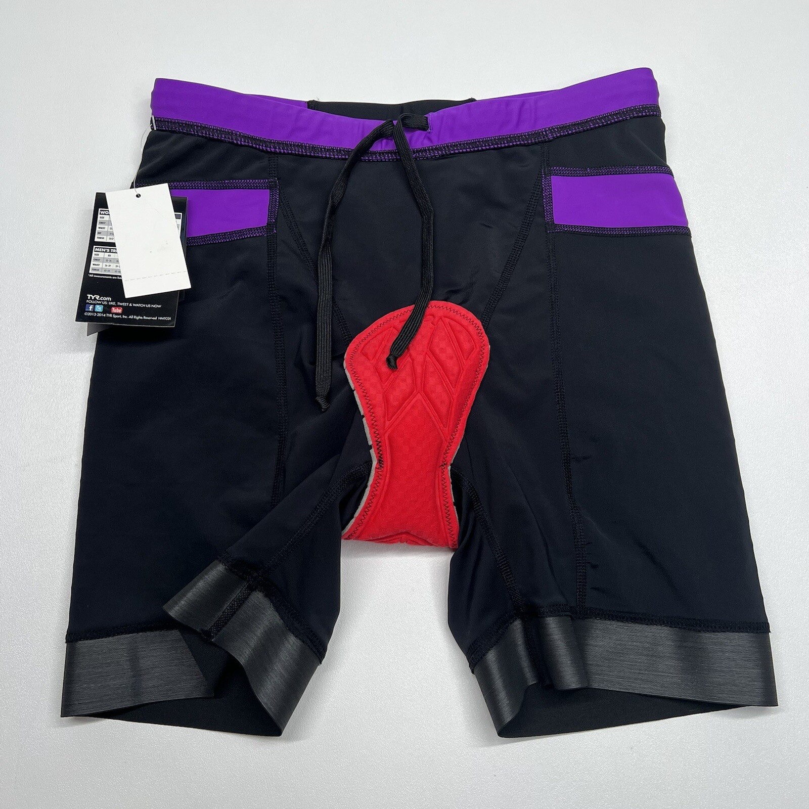 TYR Women's XL Black Purple 6" Triathlon Exercise Bike Shorts COMPETITOR New
