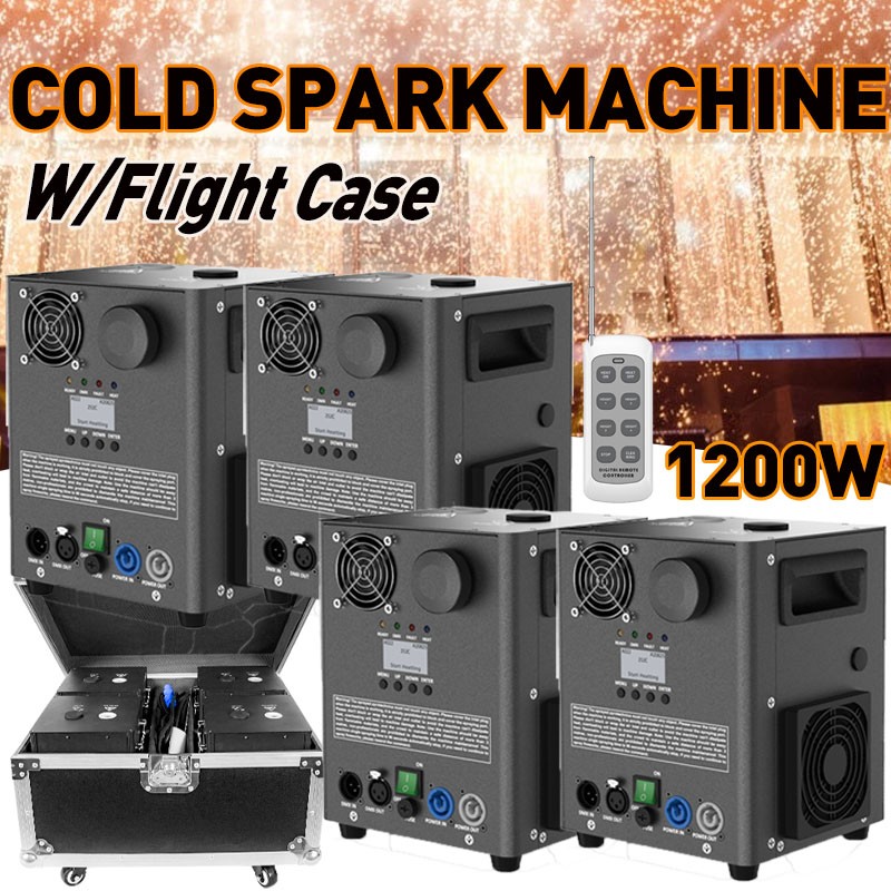 4PC 1200W Large Cold Spark Firework Machine Stage Effect DMX Machine Party Disco