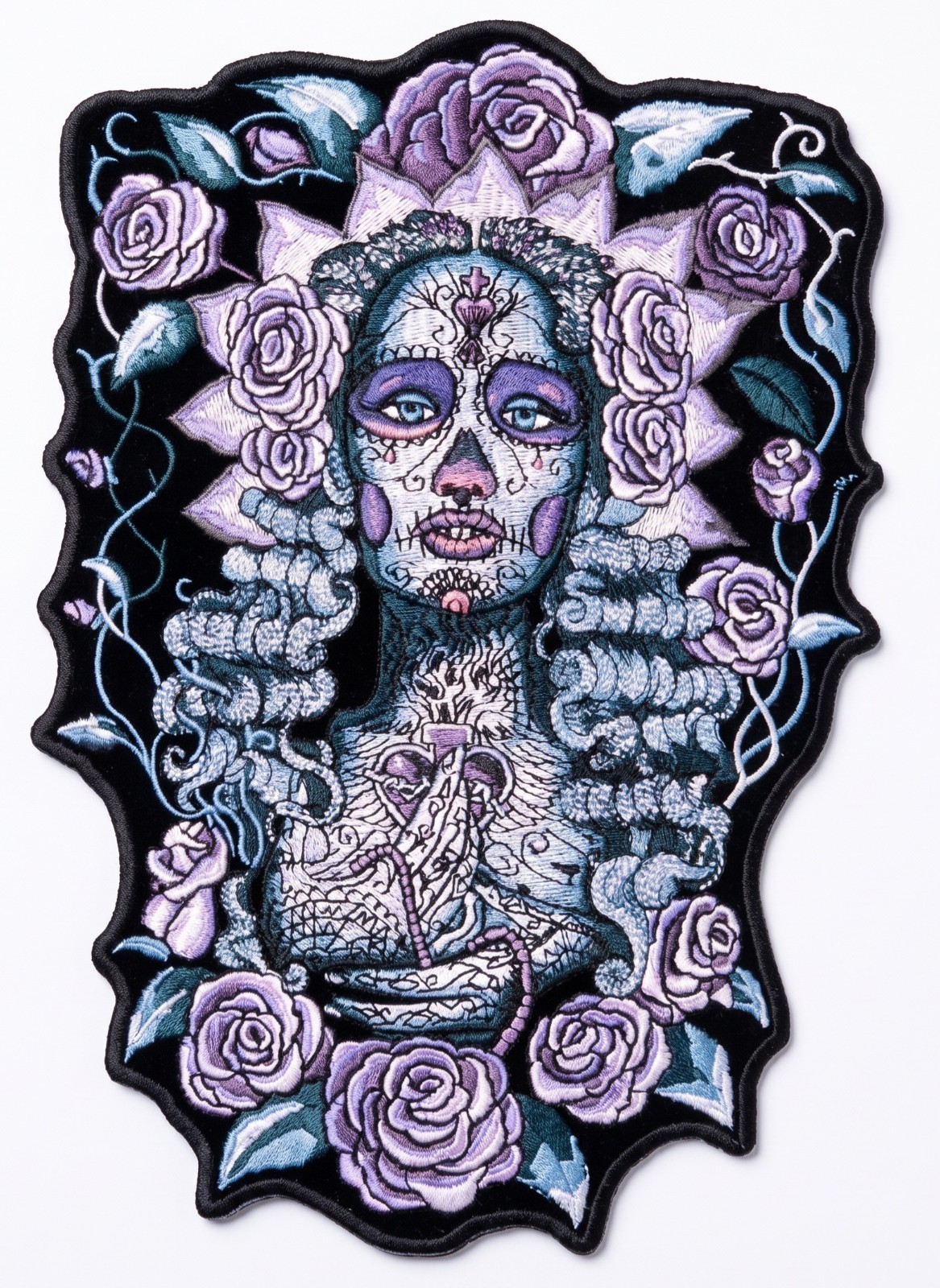 Santa Muerte Jacket Vest Back Patch - 9.0 X 6.0 Inch Iron on Sew