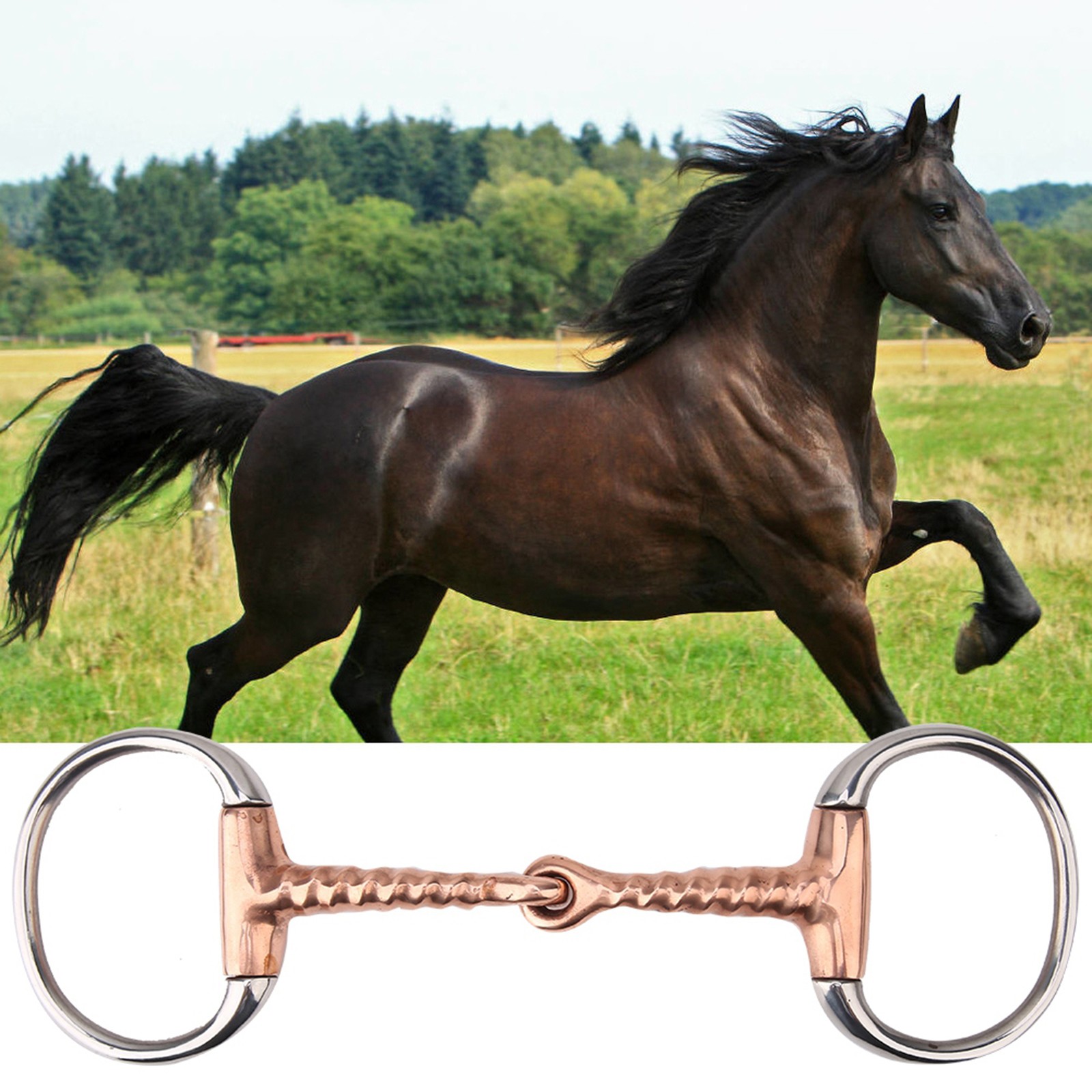 Horse Chew Stainless Steel Eggbutt Bit Copper Corkscrew Mouth CHU
