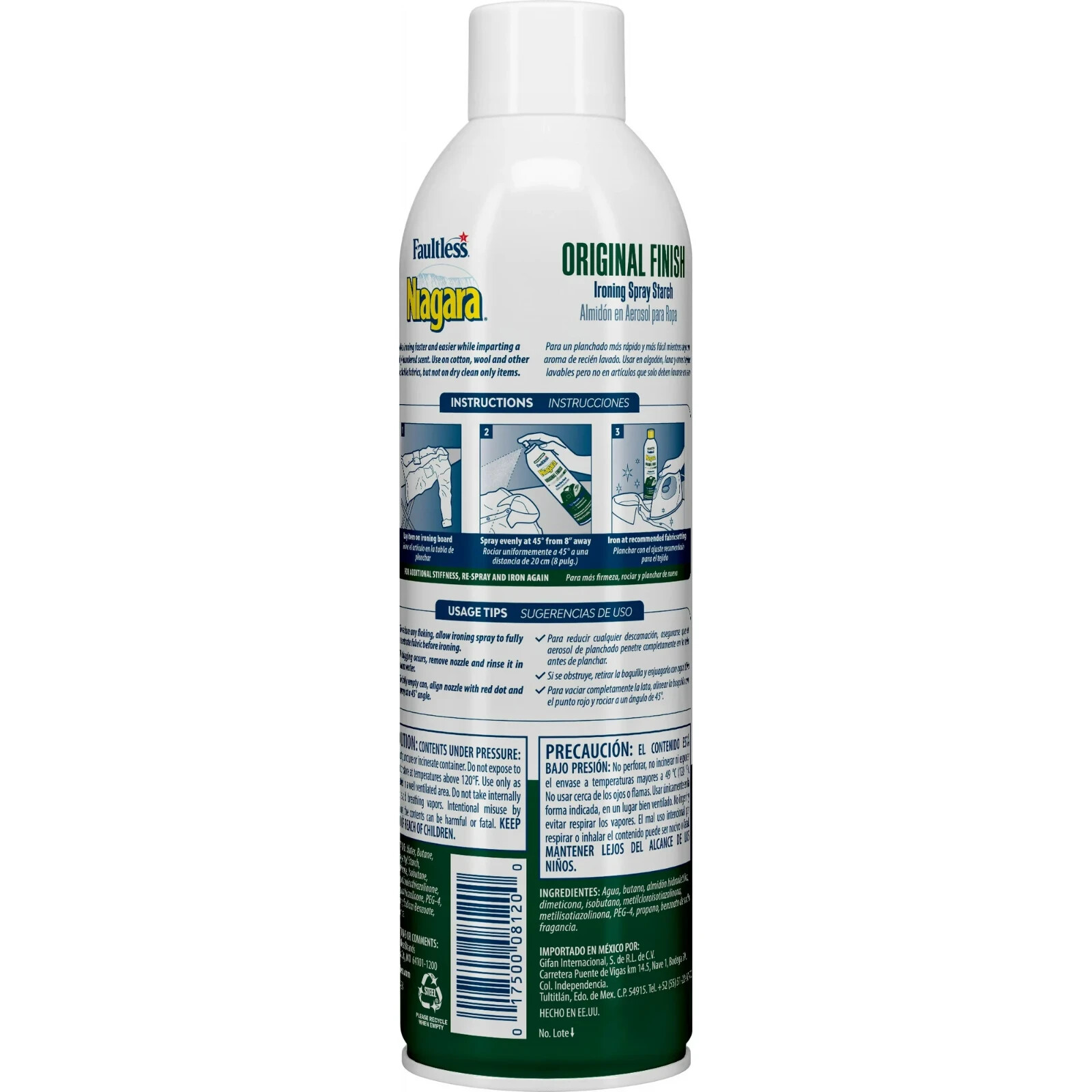 2 Pack Faultless Niagara Original Finish Ironing Spray Starch - 20 OZ Each - NEW