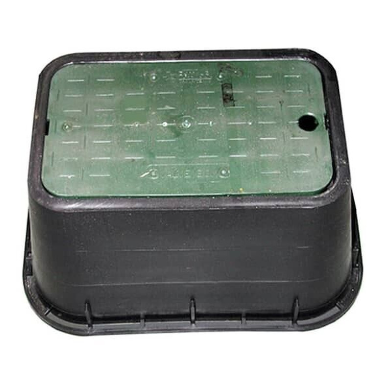 10" X 15" Water Meter Valve Box with Snap-In Lid - Black Box, Green Lid