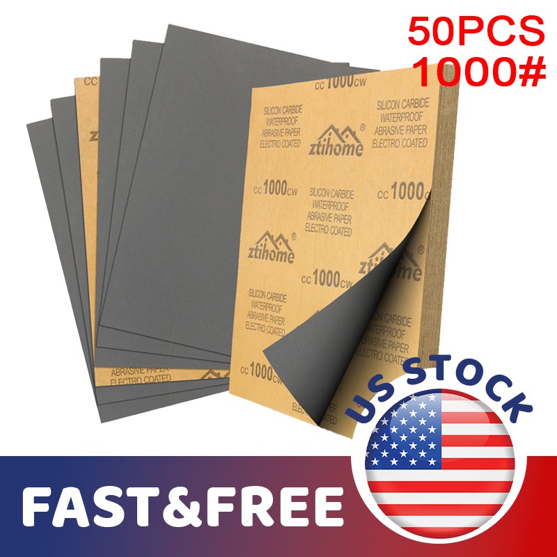 50Pcs Wet Dry Sandpaper 1000 Grit 9x11'' Abrasive Paper Sheet Sanding Factory US