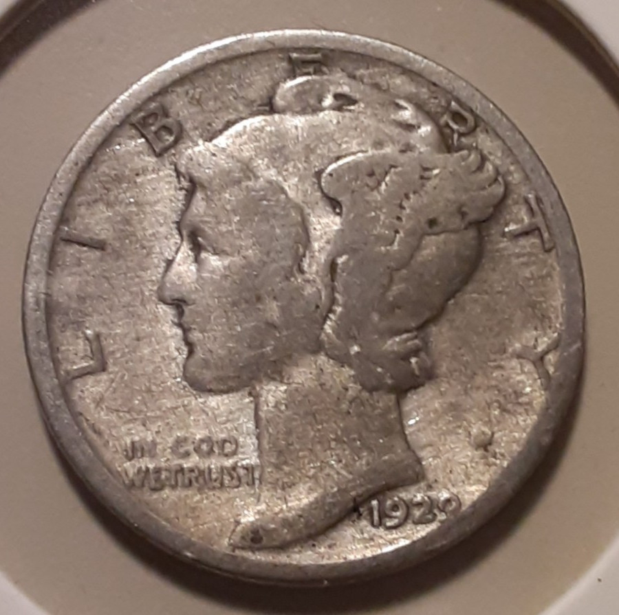 1929 Mercury Dime 10c Philadelphia Mint 90% US Silver (#15d/13304-RBJ)