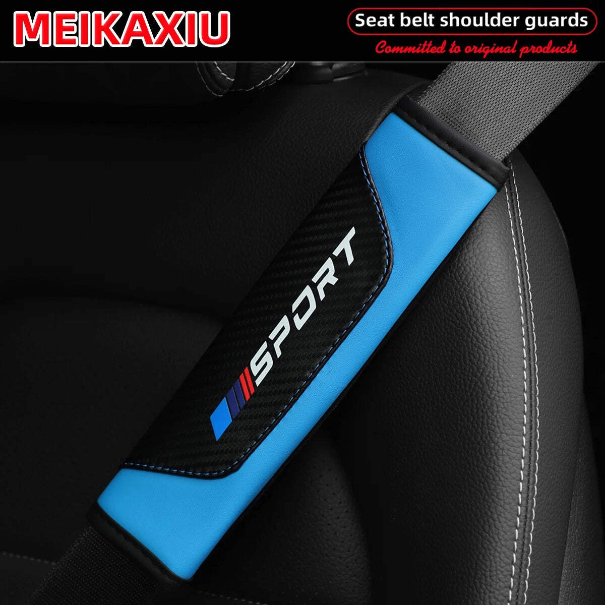1/2PCS PU Leather Carbon Fiber Seat Belt Shoulder Pad Car Accessory