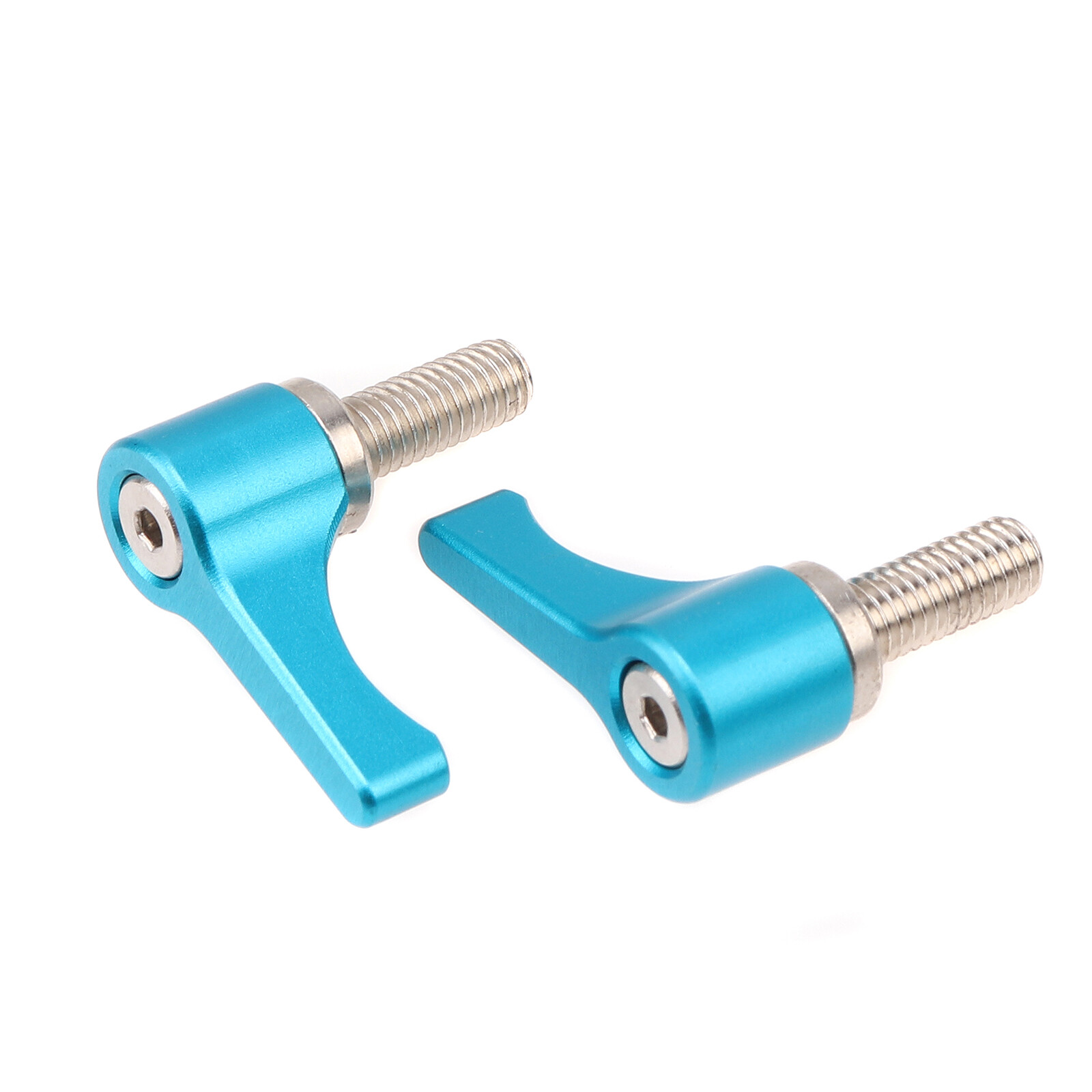 2-Pack M5 Rotating Knob L Screw WingNut Thumb Lever for 15mm Rod Rail Clamp Blue