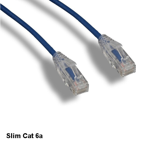 KNTK Blue 5ft Slim Cat6a UTP Patch Cable 28AWG Ethernet RJ45 Network Snagless
