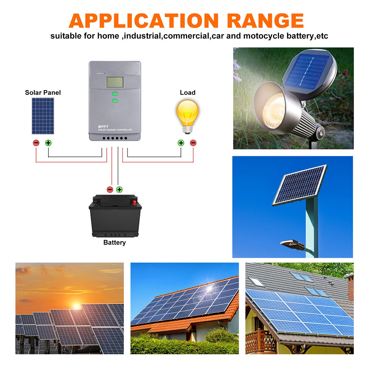 12/24/36/48V 50A 60A 100A MPPT Solar Charge Controller Panel Battery Regulator