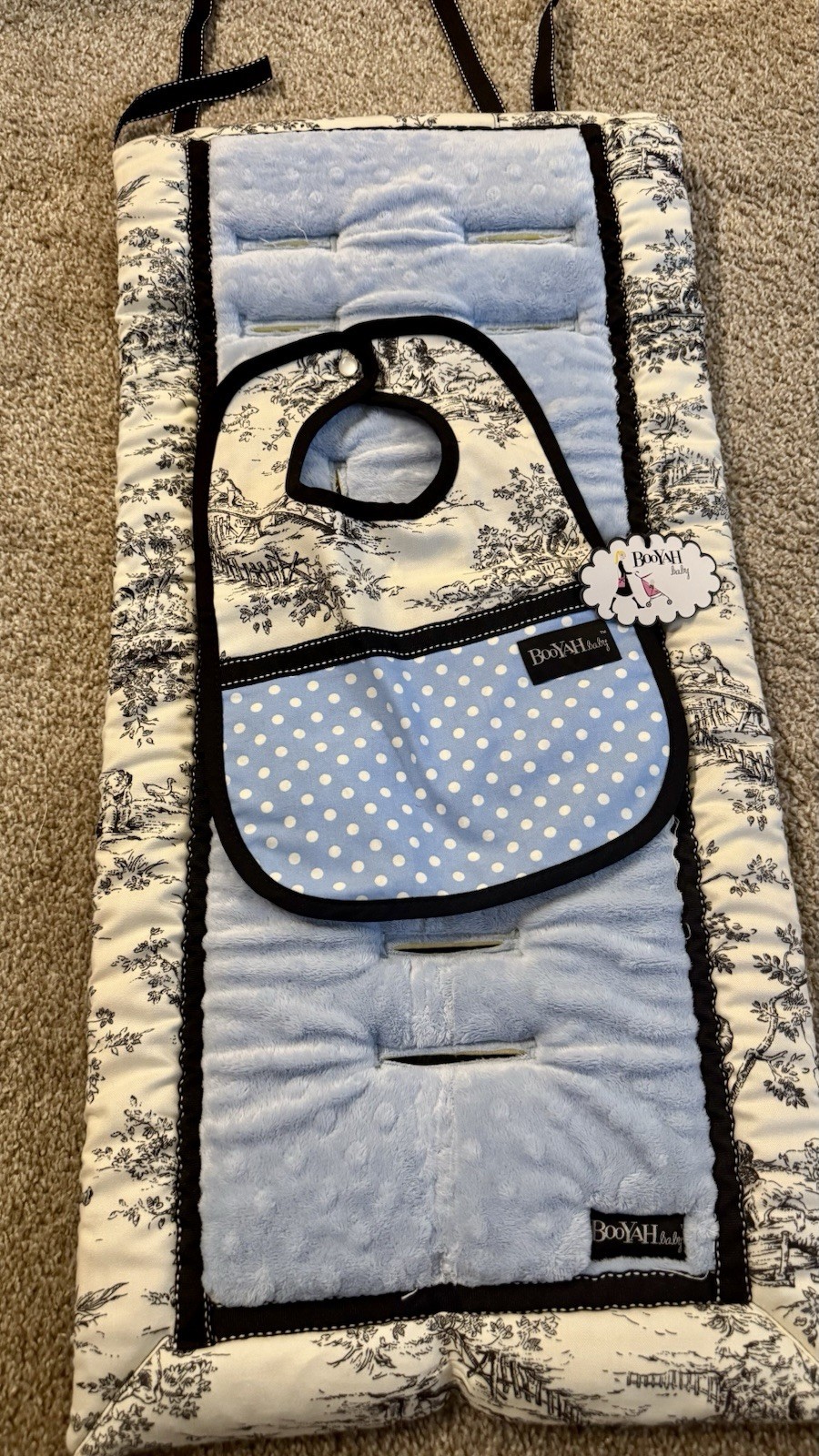 Boutique, Stroller Liner, Baby Blue Reversible, Thick Padding Adjustable