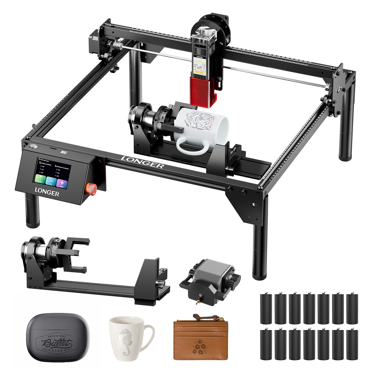 LONGER RAY5 10W Laser Engraver Machine Bundle 400x400mm 3.5" Touch Screen