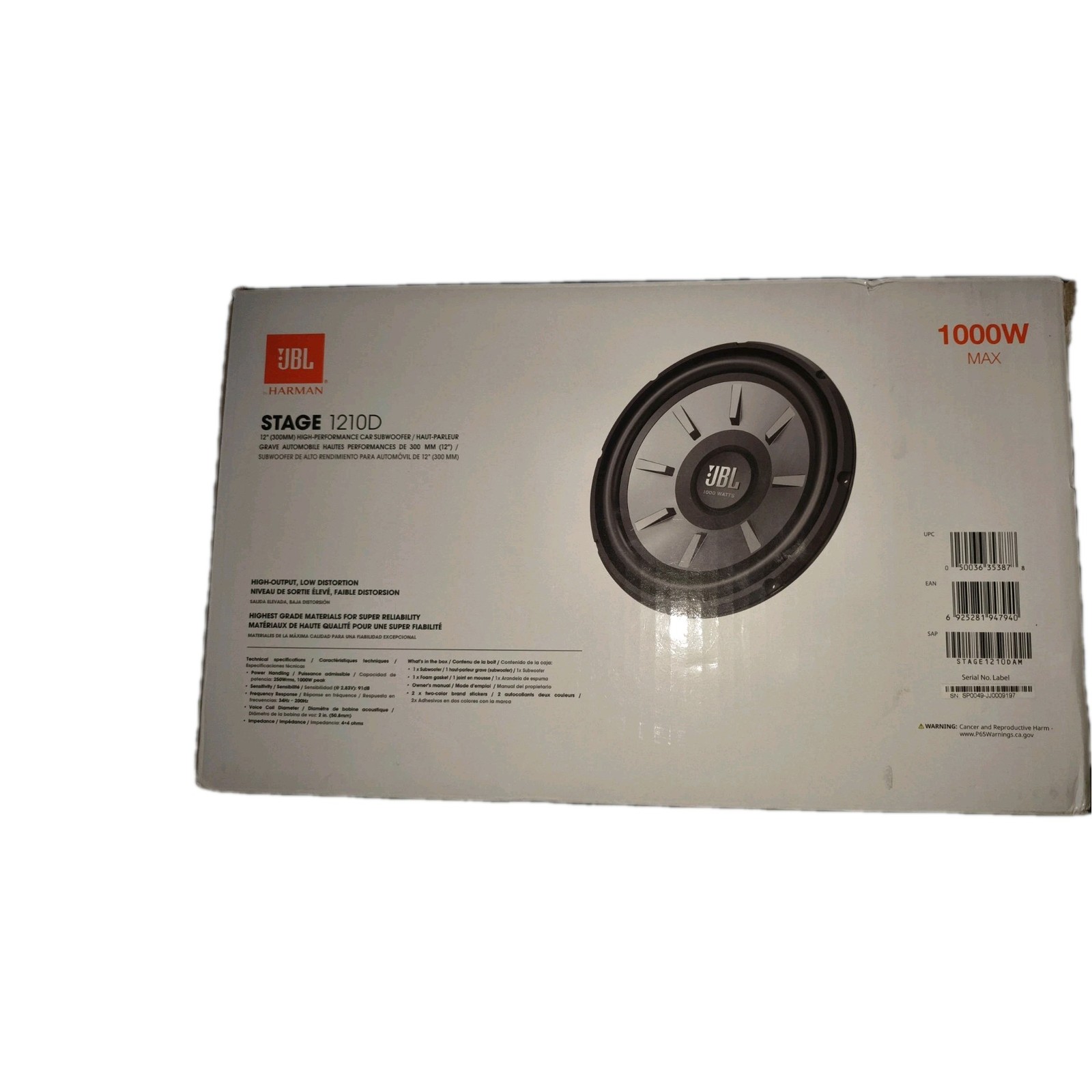 JBL stage 1210D 1000w Max