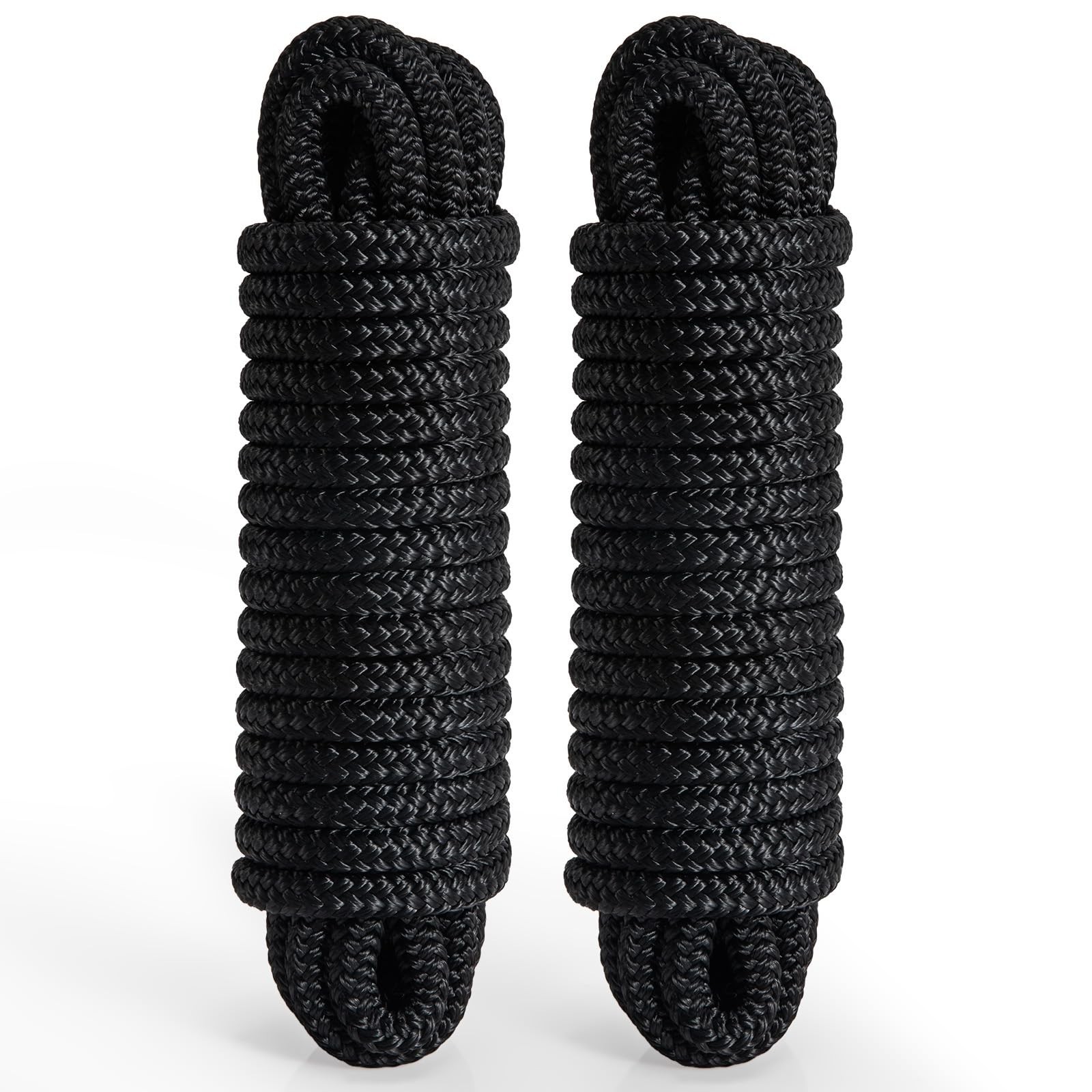 2 Pack 3/8" x 15' Boat Dock Lines for Boat & Pontoon, Premium Marine- Grade D...